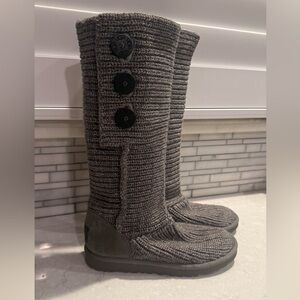 UGG Charcoal Knit Suede Boots